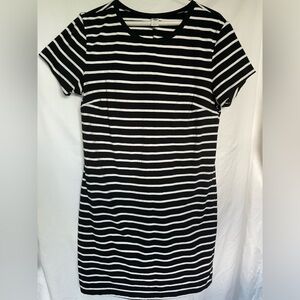 Black and White Striped Tee Shirt Dress